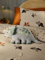 Green Light Up Dinosaur Print Cushion