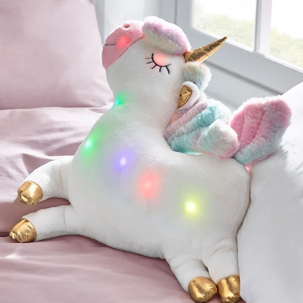 White Light Up Unicorn Cushion